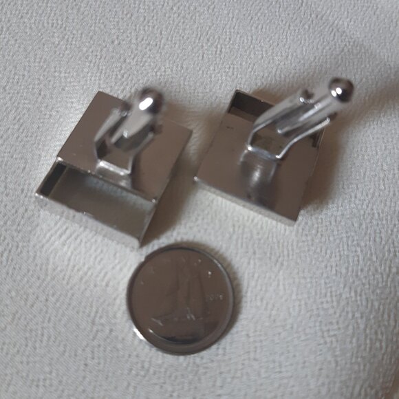 Vintage Red Marquise Cut Glass Cuff Links Silver Tone - Picture 5 of 8